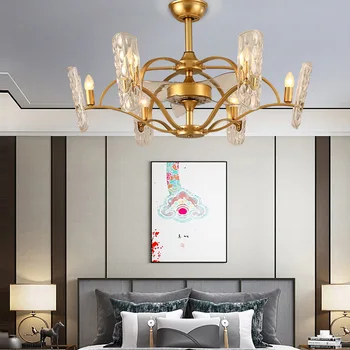 Jauna, Ķīniešu stila dzīvojamā istaba kluss ventilators, lampas, ēdamistaba, guļamistaba retro integrētu sadzīves griestu ventilators lampas