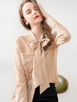 Īsta Zīda Vintage Blūze Sieviešu Apģērbu 2020. Gadam, Dāmu Topi Pavasara Krekls ar garām Piedurknēm Sievietēm, Blūzes Ropa Mujer ML191001
