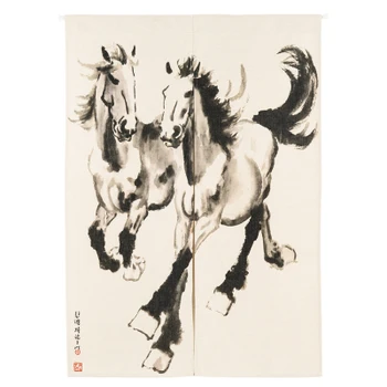 Xu beihong zirgu tintes glezna aizkaru audums mākslas studiju Ķīniešu vēja durvju aizkars vārtu priekšā žalūzijas sēdes dzīves telpu dekorēšana