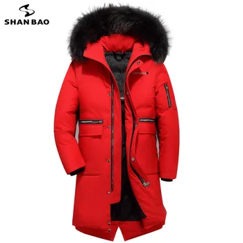 Vīrieši un sievietes var valkāt zīmolu dūnu jaka 2019 ziemas super biezs, silts luksusa kažokādas apkakle modes vīriešu kapuci dūnu jaka S-5XL