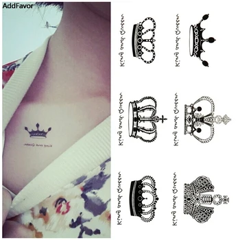 AddFavor 5GAB Karaļa Kronis Dizainu Ūdensizturīgs Body Art Pagaidu Tetovējumu Uzlīmes Zīmēšanas Sieviešu DIY Mirdzēt Viltus Tetovējums Piedurknēm