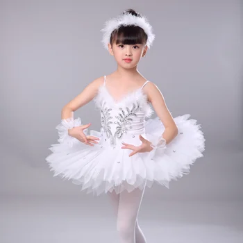 Balts Vēders Kleitu Bērnu Gulbju Ezers Kostīms Bērniem Baleta Tutu Meiteņu Deju Tērpu Posmā Profesionālā Baleta Tutu Kleita