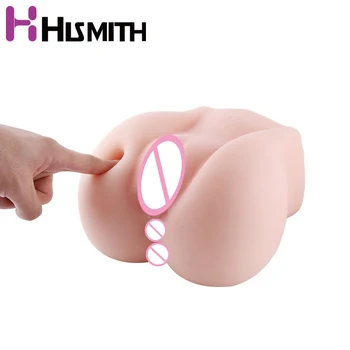 Hismith Tīra silikona Ass 3D Reāli Kaunuma Maksts, Anālais Mīksta āda-draudzīgu pieskārienu Maksts seksa lelle masturbator muca rotaļlietas vīriešiem
