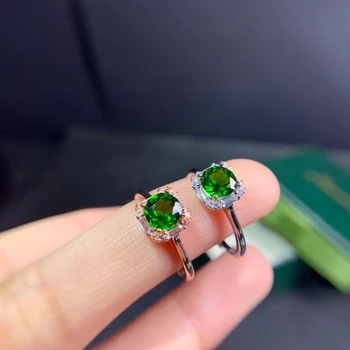 Modes zaļā diopside dārgakmens gredzenu, lai meitene 925 sudraba rotaslietas dzimšanas dienas svinības jubilejas dāvanu dabas pērle, spilgti, zaļš krāsa