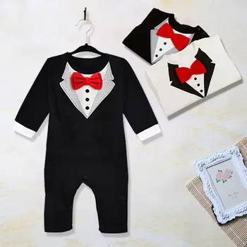 Pudcoco Jaunas Ielidošanas Bērniem, Bērnu Zēniem Toddler Džentlmenis Uzvalks Cietā Romper Jumpsuit Drēbes, Apģērbs 2019