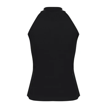 Sexy Sievietes Acs Pārredzamu Veste Vasaras Slim Pavada t-veida Krekls bez Piedurknēm Vintage Topi Cieta Melnas Drēbes Modes SJ5663V