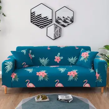 Pastorālā Stila Ziedu Drukāt Stiept Sofa Cover Zaļās Lapas Elastīgs Dīvāna Pārsegs L formas vāciņu, dīvāns dzīvojamā istabā