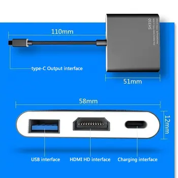 SH350 Portatīvo Doks Tips-C uz HDMI Adapteri USB Hub-D uz HDMI Pārveidotājs 4K HD Pārsūtīšanas Kabeli, lai Nintend Slēdzis