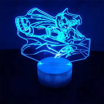 Fullmetal Alchemist Edward Elric 3D Galda Lampa LED Akrila Nakts Gaismas Pieskāriens 7 Krāsa mainās Galda Pusēm Dekoratīvās Ziemassvētku Dāvanu