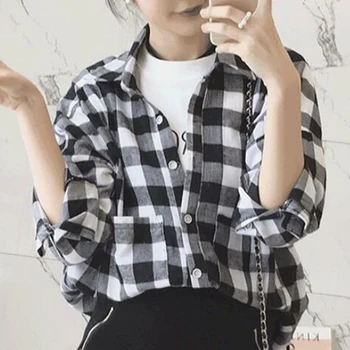 Krekli Sieviešu Vasaras Moderns korejiešu Stilā Visu maču Gadījuma Steetwear Augstas Kvalitātes Pleds Harajuku Sieviešu Apģērbu Šiks Ulzzzang