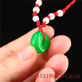 Šarmu Green Jade Virtuļi Kulons Dāvanas Amuletu Modes Dabas Kaklarota Ķīnas Jadeite Rotaslietas