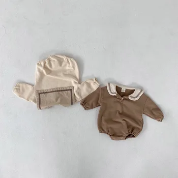 Rudens 2020 jaunu cute baby atloks romper zīdaiņu zēns meitene ar garām piedurknēm Korejas atpūtas jumpsuit