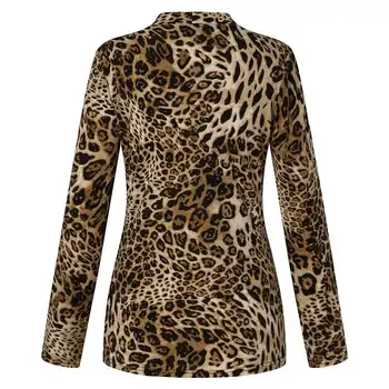 S-5XL Sievietes Sexy Blūzes Celmia garām Piedurknēm Leopards Drukāt Krekli Modes Gadījuma O-veida Kakla Tunika Topi Elegants Puse Blusas Plus Lieluma