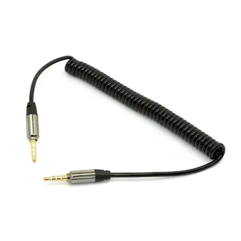 Auto Audio AUX Lin šajā 3,5 mm vīriešu 3.5 mm male 4 Pos. stiept kabeli 50cm Melns
