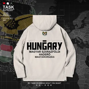 Ungārija ungārijas HUN vīriešu jakas kapuci Sauszemes Spēku logo armijas ventilators apģērbu streetwear mētelis modes vējjaka rudens drēbes