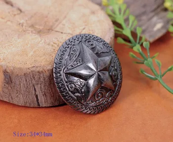 5x 34mm gabals Sudraba Rietumu Texas Zvaigžņu Ranger Ziedu Leathercraft Maku, Jostu Conchos