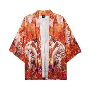 Tradicionālā japāņu kimonos beach gadījuma zaudēt kimono drukāt japāņu kimono elementus tradicionālo apģērbu