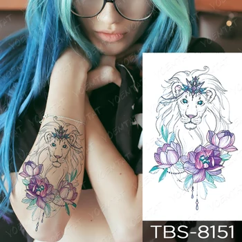 Ūdensnecaurlaidīgus Pagaidu Tetovējumu Uzlīmes Fox Lauva Kaķis Vilks Dragon Flash Tetovējumiem Sapnis Ķērējs Rožu Body Art Roku Viltus Tetovējums Sievietes Vīrieši
