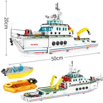 893PCS Avārijas Glābšanas Kuģa Modeli, Celtniecības Bloki, Pilsētas Militārā Policija Laivu Skaitļi Ķieģeļi Rotaļlietas Bērniem Dāvanu