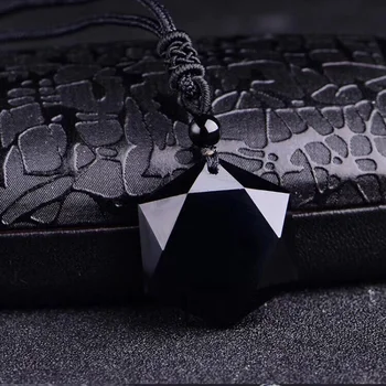 Handwork Black Obsidian kulons, kaklarota, obsidian kulons Laimīgo Mīlestību Kristāla Rotaslietas kaklarota sieviete vīrieša dāvana 2019