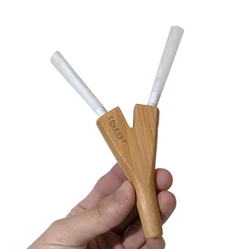 KURNO Bambusa Smēķēšanas Turētājs Cauruļu Dubultā Barelu Bambusa Cigāru un Cigarešu Turētājs Pārdabisks Konusi 91MM Tabakas Rokas Caurules