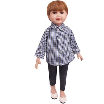 18 collu Meitenēm leļļu apģērbs Amerikāņu jaundzimušo Pleds krekls un bikses Bērnu rotaļlietas kleita fit 43 cm bērnu lelles c803