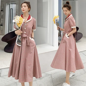 Vasaras Kleita Sieviešu Modes Korejas Elegants Ilgi Sarkans Apsējs Kleita Biroja Dāma Īsām Piedurknēm Vintage Lielās Šūpoles Puse Kleita 2020