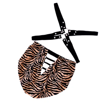 Seksīgi Vīriešu Snap Krūtīm Leopard Siksnu Apakšveļu Bodysuit Clubwear Kostīms