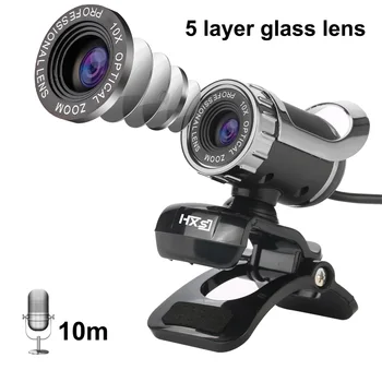 HXSJ LG-68 Darbvirsmas tīmekļa Kamera USB Web Cam, ar Skaņu absorbējošu Mikrofons Video Zvanu Fotogrāfija Webcam PC Klēpjdatoru Sarkans+Sudraba