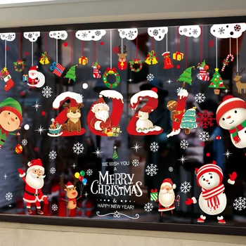 Ziemassvētku Rotājumi Elektrostatisko Uzlīmes, Stikla Durvis Vitrīna Shopping Mall Veikalā Skatuves Izkārtojums Radošo Brīvdienu Piederumi