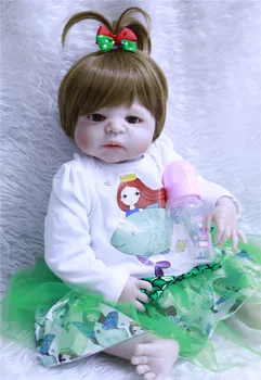 55cm Pilna Ķermeņa Silikona Atdzimis Meitene Baby Lelle, Rotaļlietas, 22inch Jaundzimušo Princesi Toddler Bērnu Lelles, Peldēties, Spēlēt Rotaļlietas Māja Rotaļlietas Lelle