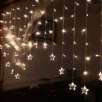 Svētku gaismas istabu rotā dzimšanas dienas visā sky star star LED gaismas, zibspuldzes lampas zvaigžņu aizkaru gaismas 2M*1M,104 spuldzes