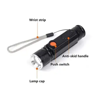 Pārnēsājams Led lukturītis Ultra Spilgti lāpu Ūdensdrošs kabatas Lukturītis USB Lādējamu Gaismas Magnētisko Darba Lampa ar 18650 akumulatoru