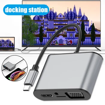 Tipa-C HDMI Centrmezgls, VGA PD USB3.0 USB2.0 Audio Portatīvas Mājas Birojs Portatīvie Peles OCT998