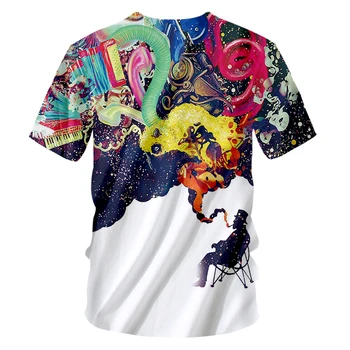 CJLM Jaunu Modes 3d T-krekls Vīriešiem Smieklīgi Izdrukāt Krāsainu Dūmu Smēķēšanas Tshirts Vasaras Topi Gadījuma Crewneck Balts T Unisex t-veida
