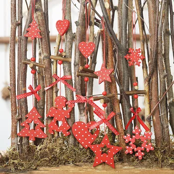 Koka Sarkanie Punkti Kulons pieci norādīja zvaigzne leņķis sirds Ziemassvētku Eglītes rotājumi Kritums Rotājumu navidad jauno gadu patry Bērniem Dāvanu