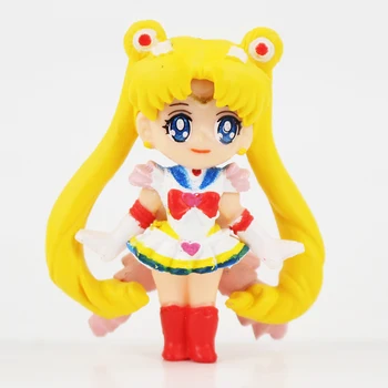 5gab/daudz Karikatūra Anime Sailor Moon Kaychains Mars, Jupiters, Venēra, Dzīvsudraba PVC Skaitļi Rotaļlietas Keyring Piekariņi Dāvanu Bērniem