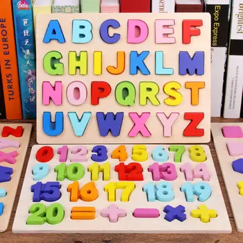 Bērniem, Baby Puzzle Digitālo Koka Rotaļlietas Agrīnās Mācīšanās Jigsaw Burtu Alfabēts Numuru Puzzle Pirmsskolas Izglītības Bērnu Rotaļlietas