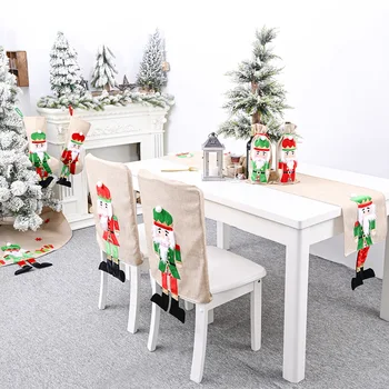 Ziemassvētku Krēsla Pārsegs Izkārnījumos Atpakaļ neaustu Vāks Mājas Ēdamistaba Viesnīca Jaunajā Gadā Grupa Krājumi Ziemassvētku Rotājumi