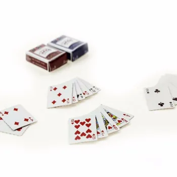 1 Iestatiet funny Mini 1:12 Leļļu nams Miniatūras Pokera Spēlē Spēli BJD Kurhn Pokera Kārtis Leļļu Aksesuāri bērniem izlikties, rotaļlietas