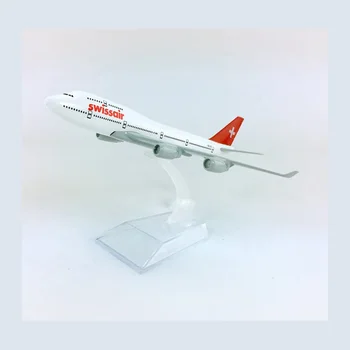 16cm Šveice Sakausējuma Gaisa kuģa Modeli Šveices Airbus Lidmašīnu B747 Šveices pasažieru lidmašīna Statiskā Modeļa Boeing 747 Lidmašīna Flying Modelis 1