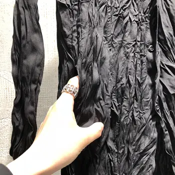 Owen Seak Vīriešu Ikdienas Krekli Gotikas Stila Vīriešu Apģērbu Pavasara Vasaras Melni Krekli, Izmērs XL