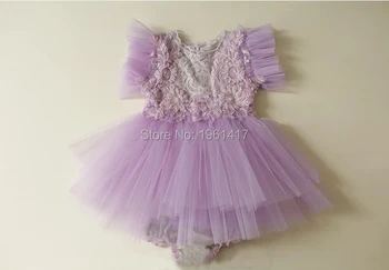 0-12M Baby Meiteņu Mežģīņu Ziedu Romper Jumpsuit Violeta Sunsuit Tērpiem Gudrs Īsām Piedurknēm O-veida Kakla SLS0025