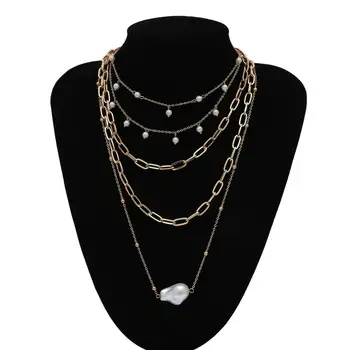 JShine Vintage Imitētu Baroka Pērle Kulons, Kaklarota Sievietēm, Kāzu Boho Šarmu Kārtojumu Ķēdes sānslīdi kaklasaite Kaklarota Rotaslietas