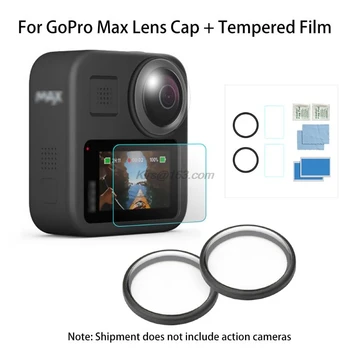 1 Iestatiet Rūdīta Stikla Aizsargs aizsargplēvi Objektīva Vāciņu, par GoPro Max Kamera