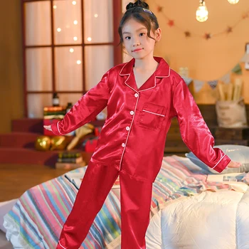 Karstā Pārdošanas Meitenēm Pidžamas Komplekti Pavasara Rudens garām Piedurknēm Bērnu Sleepwear Komplekts Zīda Pidžamu Zēnu Pidžamas Komplekti Bērniem Naktsveļu