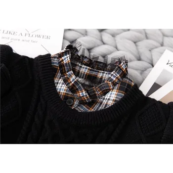 Divas gabals, kas džemperi, vestes kleita + mežģīnēm izšūta krekls plus lieluma 2 gab. komplekti kawaii rudens drēbes gadījuma modes mīksti džemperi