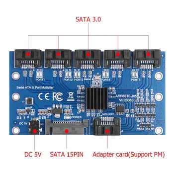 PCI-E Express SATA3.0 Paplašināšanas Kartes 1 līdz 5 Ostas Mātesplati 6Gbps Reizinātājs SATA Portu Stāvvadu Kartes Adapter HDD Dators