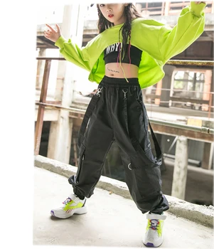 Ir 2021. Bērnu Hip-Hop Apģērbu Zēniem, Džeza Deju Tērpi Fluorescējoši Zaļš Tērps, Skatuves Tērpiem Mūsdienu Deju Drēbes Valkāt Murgot