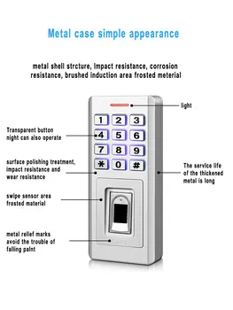 Pirkstu nospiedumu standaone Piekļuves Kontroles ūdensizturīgs IP67 var kā Wg26 lasītājs ieeja/izeja 200 pirkstu nospiedumu/10000 kartes lietotāja 10pcs ID tagus